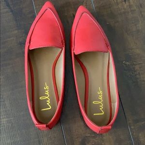 Red pointed flats never worn!